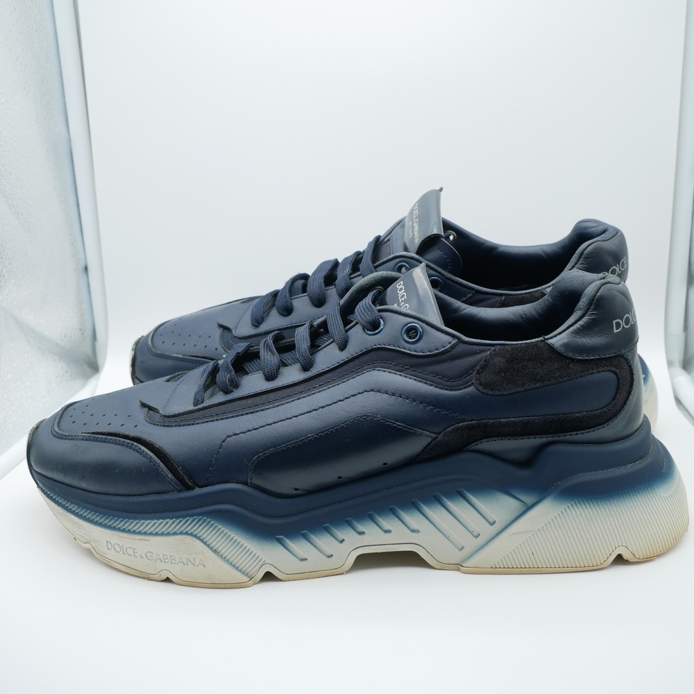 Dolce & Gabbana Milano Daymaster Navy Blue Leather Chunky Sneakers Mens